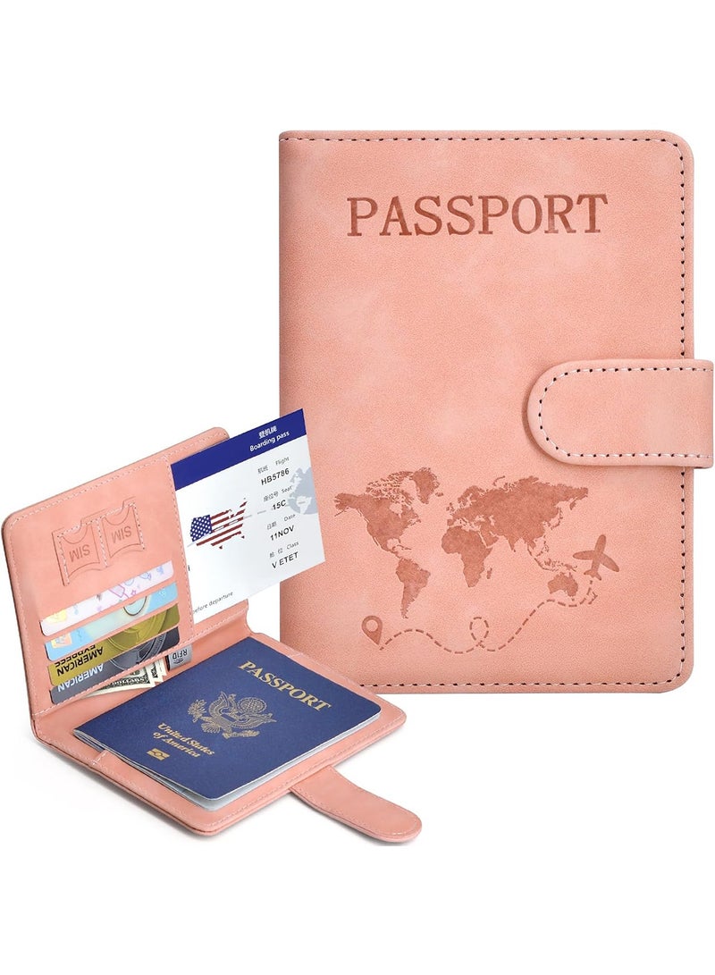 Passport Holder for Travel Essentials, Passport Wallet Cover Case for Travel Must Haves Accessories,Passport Book Holders for Women and Men Pink  - Image 2