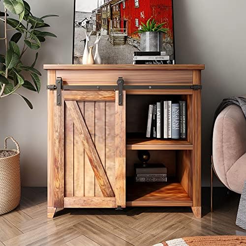 CCJH 4FT Mini Sliding Barn Door Hardware Kit Closet Cabinet 48" Track System Carbon Steel Basic Roller Hanger for Single 24" Wide Door Panel - Image 2