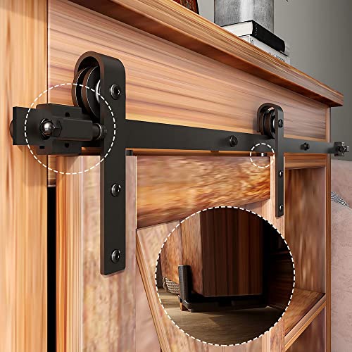 CCJH 4FT Mini Sliding Barn Door Hardware Kit Closet Cabinet 48" Track System Carbon Steel Basic Roller Hanger for Single 24" Wide Door Panel - Image 4
