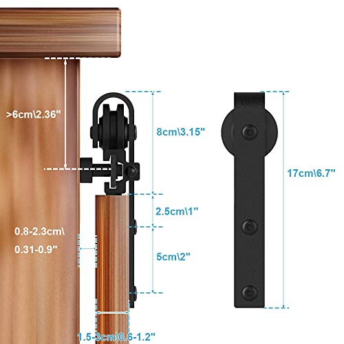 CCJH 4FT Mini Sliding Barn Door Hardware Kit Closet Cabinet 48" Track System Carbon Steel Basic Roller Hanger for Single 24" Wide Door Panel - Image 5