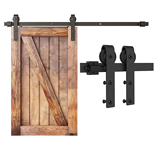 CCJH 4FT Mini Sliding Barn Door Hardware Kit Closet Cabinet 48" Track System Carbon Steel Basic Roller Hanger for Single 24" Wide Door Panel - Image 1