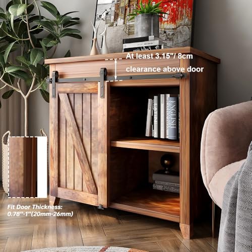 CCJH 4FT Mini Sliding Barn Door Hardware Kit Closet Cabinet 48" Track System Carbon Steel Basic Roller Hanger for Single 24" Wide Door Panel - Image 3