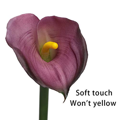 DUYONE Artificial Flowers Calla Lilly 25.6'' Large Fake Bouquet Soft Real Touch Long Stem Plants 5 Pcs for Home,Living Room,Bedroom,Dining Table,Office,Weddings Party Garden Décor(Purple) - Image 3