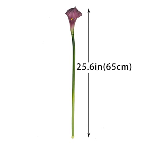 DUYONE Artificial Flowers Calla Lilly 25.6'' Large Fake Bouquet Soft Real Touch Long Stem Plants 5 Pcs for Home,Living Room,Bedroom,Dining Table,Office,Weddings Party Garden Décor(Purple) - Image 2
