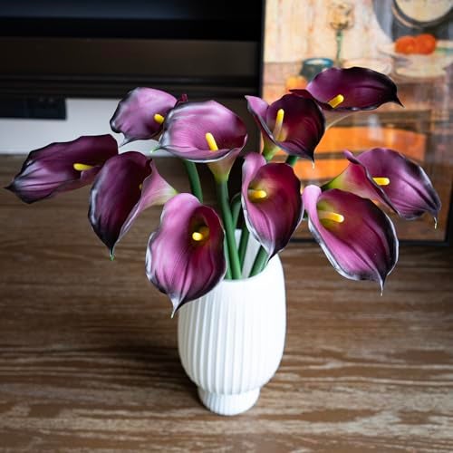 DUYONE Artificial Flowers Calla Lilly 25.6'' Large Fake Bouquet Soft Real Touch Long Stem Plants 5 Pcs for Home,Living Room,Bedroom,Dining Table,Office,Weddings Party Garden Décor(Purple) - Image 5