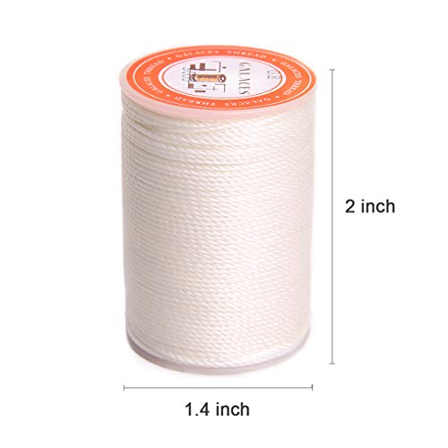 FANDOL Waxed Polyester Cord Wax-Coated Strings Waterproof Round Wax Coated Thread for Braided Bracelets DIY Accessories or Leather Sewing (White) - Image 2