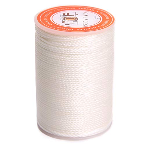 FANDOL Waxed Polyester Cord Wax-Coated Strings Waterproof Round Wax Coated Thread for Braided Bracelets DIY Accessories or Leather Sewing (White) - Image 1