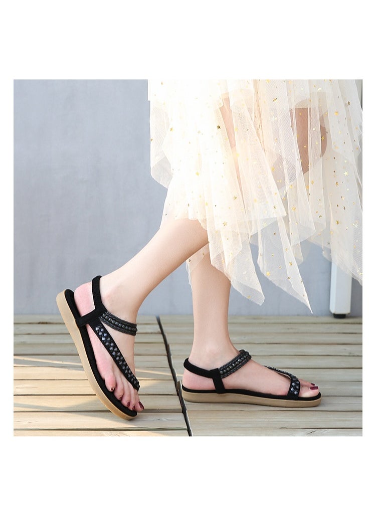 NIBEMINENT Summer  Women's Simple and Light Casual Style Plus Size Flat Toe Sandals Girl  - Image 3
