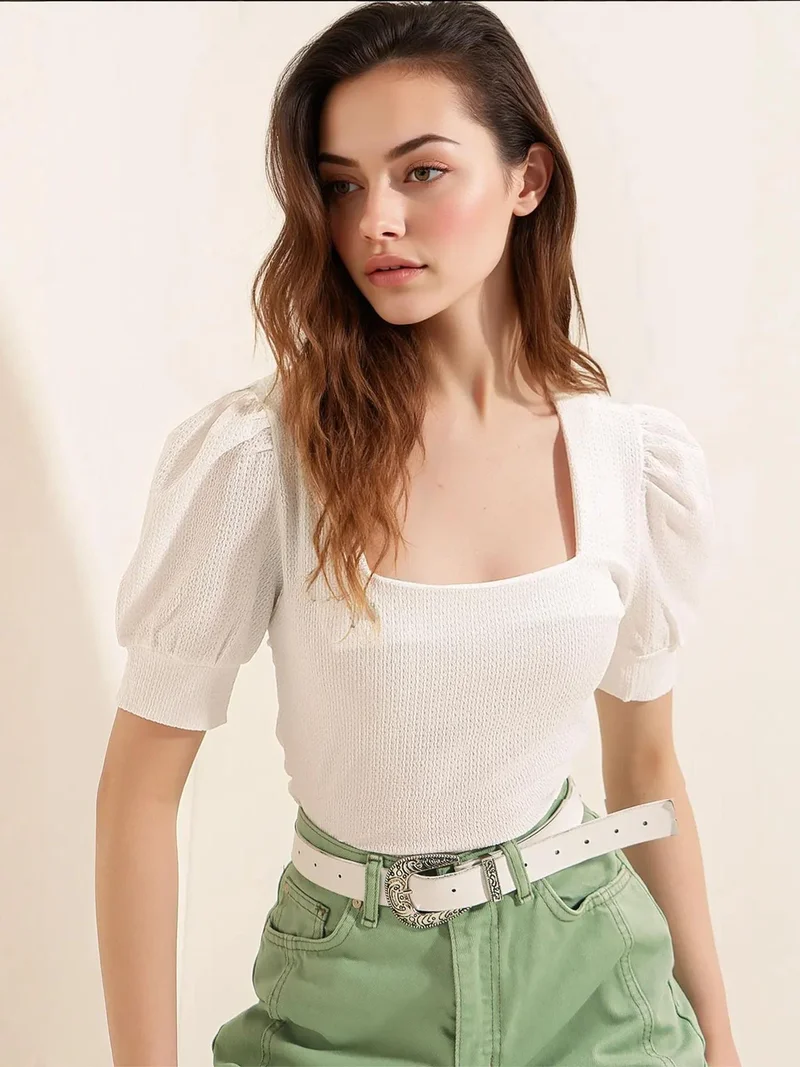 BIG DART BDART Slim Fit Square Collar Blouse