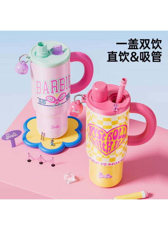 Germ Barbie Insulated Water Bottle For Women Large Capacity High-value Ice Cup Straw Cup Student Cup 1.2l Pink
