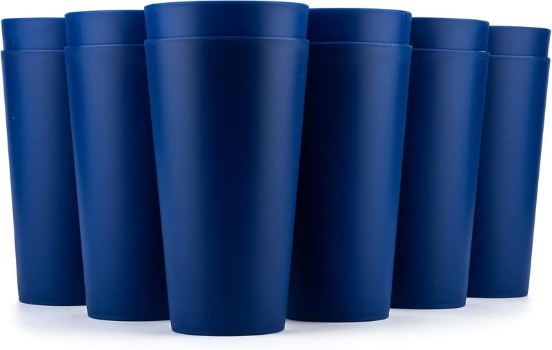 KX-WARE 32-ounce Plastic Tumblers Large Drinking Glasses, set of 12 Navy Blue - Image 1