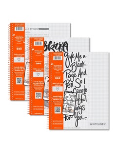 Roaring Spring ROARING SPRING Whitelines Premium Spiral Notebook, 5x5 Graph Ruled, 11" x 8.5", 70 Sheets, Digitally Download Your Notes, Free App, Pack of 3  - Image 1
