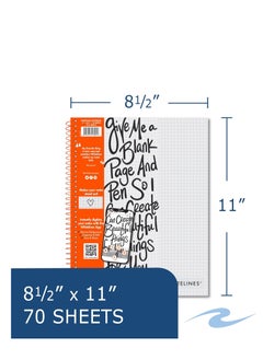 Roaring Spring ROARING SPRING Whitelines Premium Spiral Notebook, 5x5 Graph Ruled, 11" x 8.5", 70 Sheets, Digitally Download Your Notes, Free App, Pack of 3  - Image 3