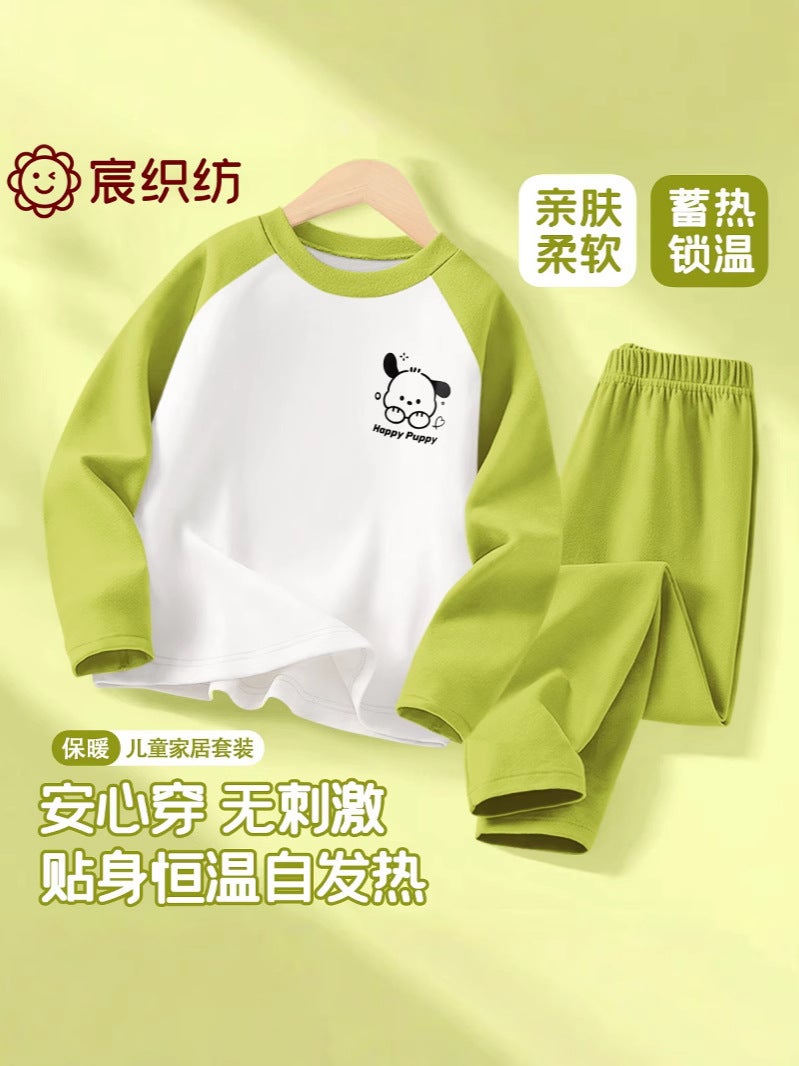 Children'S Thermal Underwear Suit Inner Wear Girls' Autumn Clothes Autumn Trousers Boys' Velvet Base Pajamas Home Clothes - Image 4
