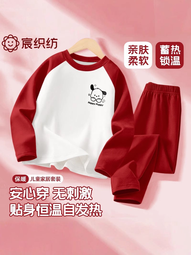 Children'S Thermal Underwear Suit Inner Wear Girls' Autumn Clothes Autumn Trousers Boys' Velvet Base Pajamas Home Clothes - Image 2