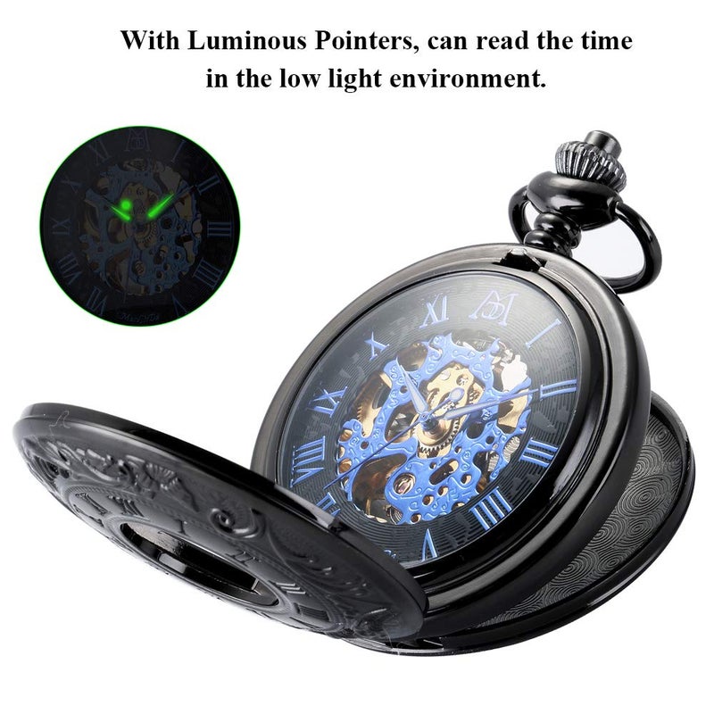 ManchDa ManChDa Mechanical Roman Numerals Dial Skeleton Pocket