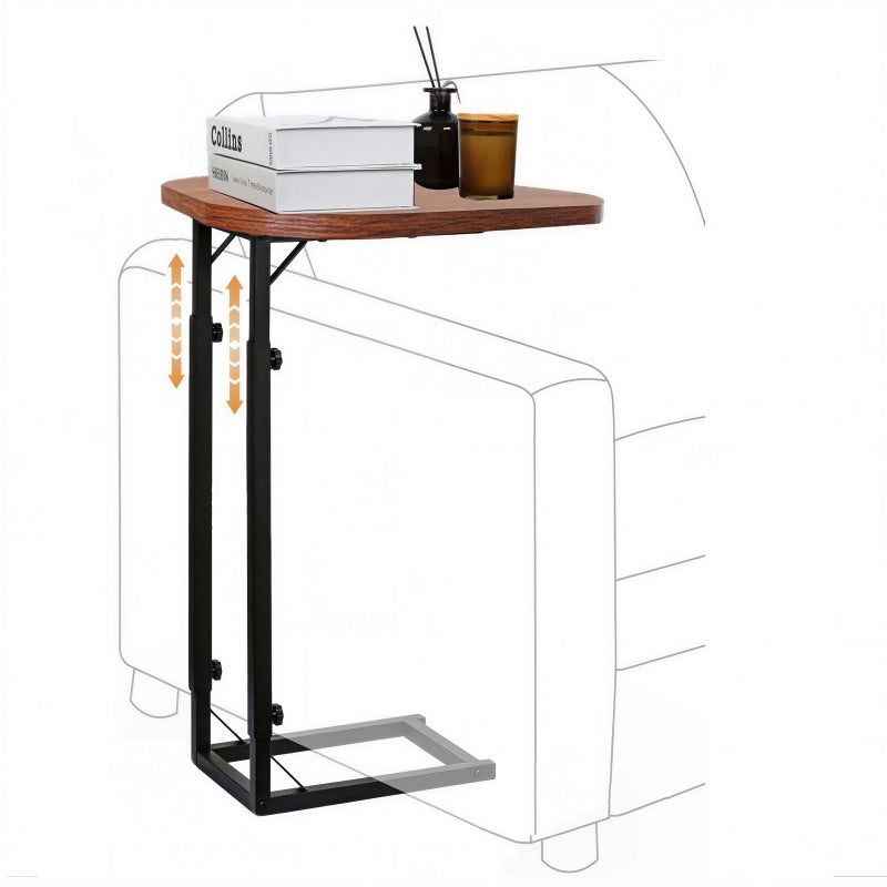 OFIDELITY Premium Adjustable C-Shaped End Table for Couch, Mini Side Tables for Sofa, Small Coffee Table with Metal Frame, Beautiful and Practical Sidekick for Your Living Room, Bedroom, Bedside, Rustic Brown - Image 1