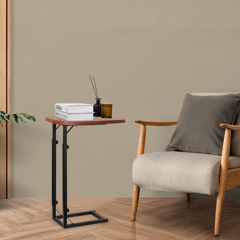 OFIDELITY Premium Adjustable C-Shaped End Table for Couch, Mini Side Tables for Sofa, Small Coffee Table with Metal Frame, Beautiful and Practical Sidekick for Your Living Room, Bedroom, Bedside, Rustic Brown - Image 2