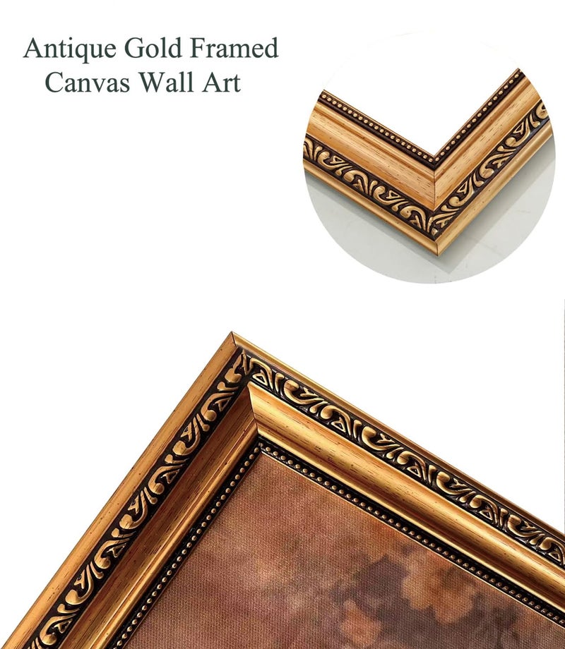 KISSFOX Gold Framed Wall Art Vintage Wall Decor Flower Canvas Art Botanical Pictures Still Life Floral Paintings Moody Rustic Artwork For Living Room Kitchen Bedroom - Image 5