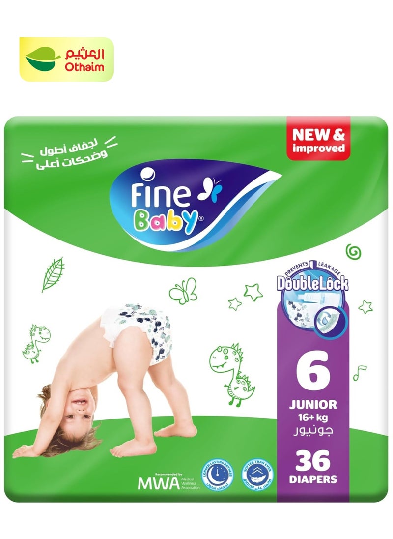 Fine Baby Fine Baby Diapers, Size 6, Junior 16+ Kg, Jumbo Pack, 36 Diapers 