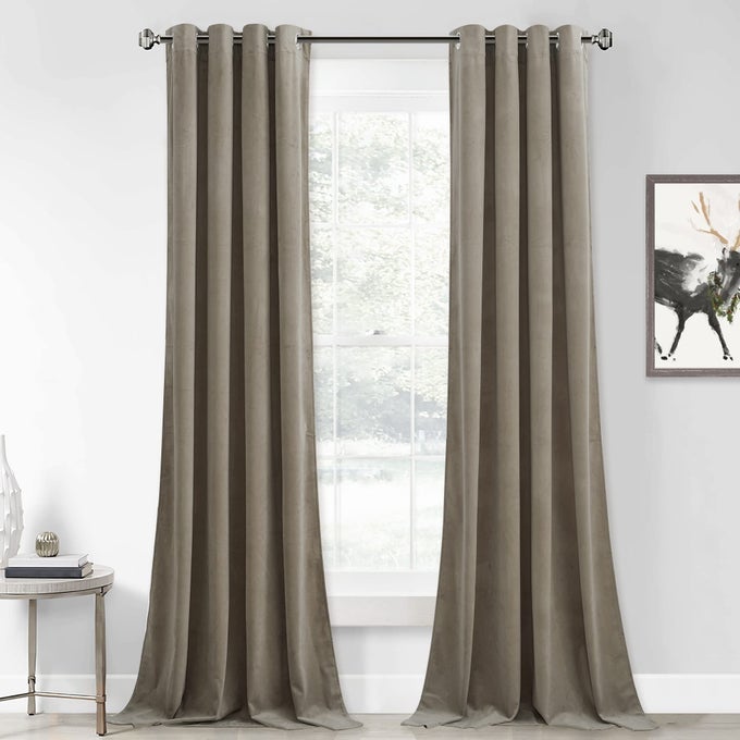 CAMEL BEIGE VELVET CURTAINS FOR BEDROOM LUXURY THERMAL INSULATED ROOM DARKENING WINDOW DRAPES FOR DINING ROOMBATHROOMOFFICEBASEMENT W52 X L90 EACH PANEL 2 PANELS
