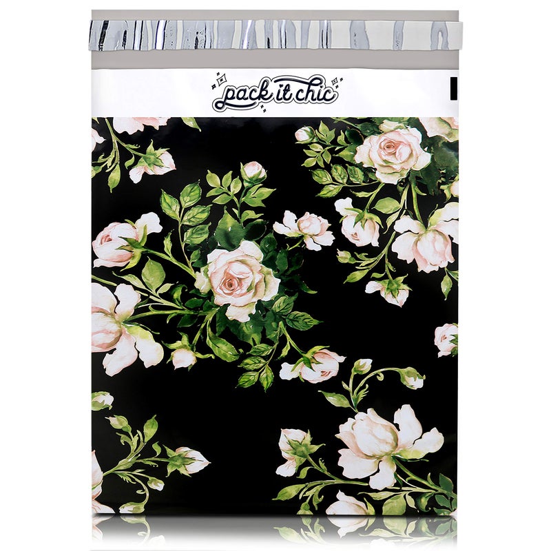 Pack It Chic 10X13 100 Pack Floral Pattern Poly Mailer Envelope Plastic Custom Mailing Shipping Bags Self Seal