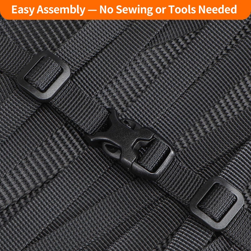 BEYOURD Buckle and Strap Set 3/8", 10 Yards Webbing Strap, 10-Pack Dual Adjustable Side Release Plastic Buckles, 20 Tri-Glide Slider Clips, Black (3/8 Inch Combo Set) - Image 2