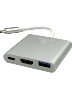Bitcorez Type C 3 in 1 Multiport Adapter 4K UHD Connects 3 Devices Type C HDMI USB 3.0  - Image 1