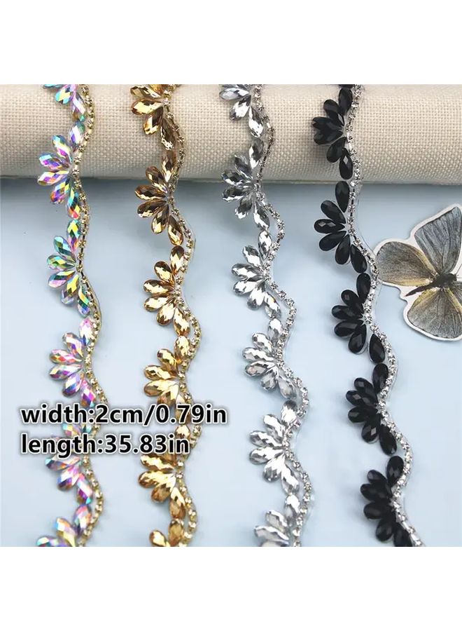 Black Resin Diamond Wave Pattern Decorative Ribbon For Wedding Dresses Handbags Hats - Image 3