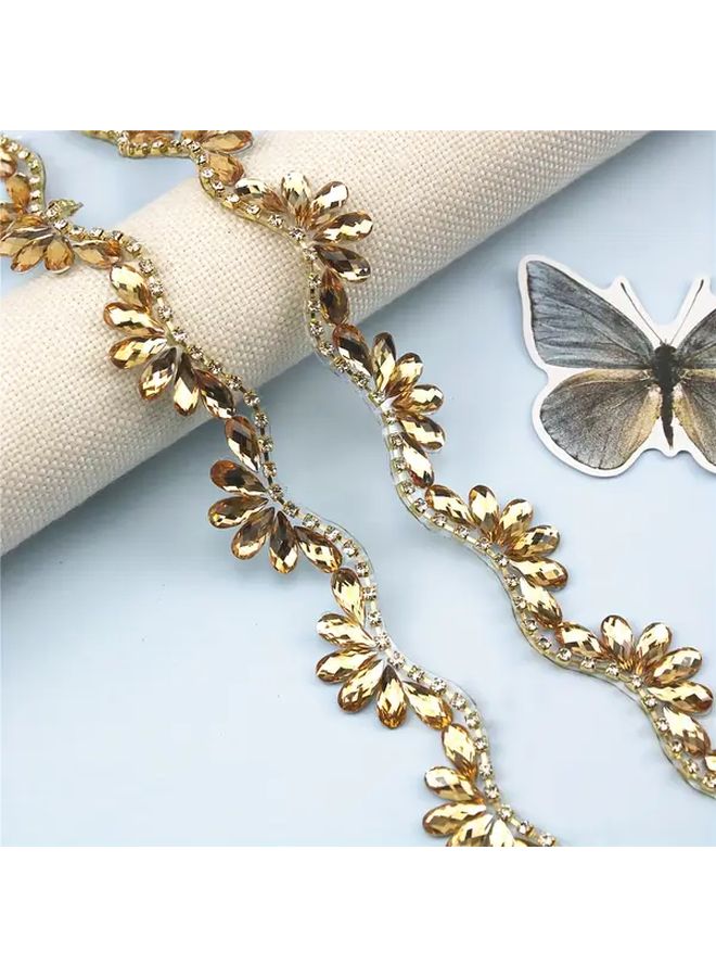 Black Resin Diamond Wave Pattern Decorative Ribbon For Wedding Dresses Handbags Hats - Image 2