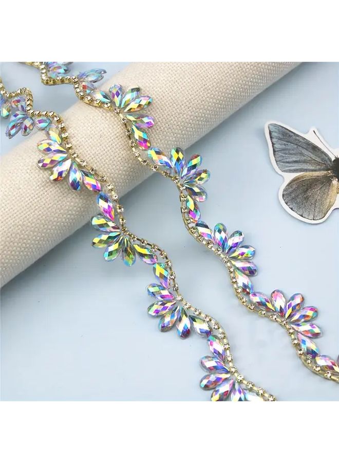 Black Resin Diamond Wave Pattern Decorative Ribbon For Wedding Dresses Handbags Hats - Image 5