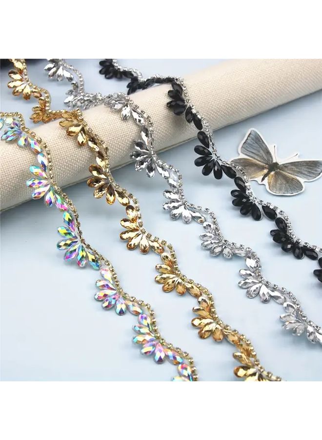 Black Resin Diamond Wave Pattern Decorative Ribbon For Wedding Dresses Handbags Hats - Image 4