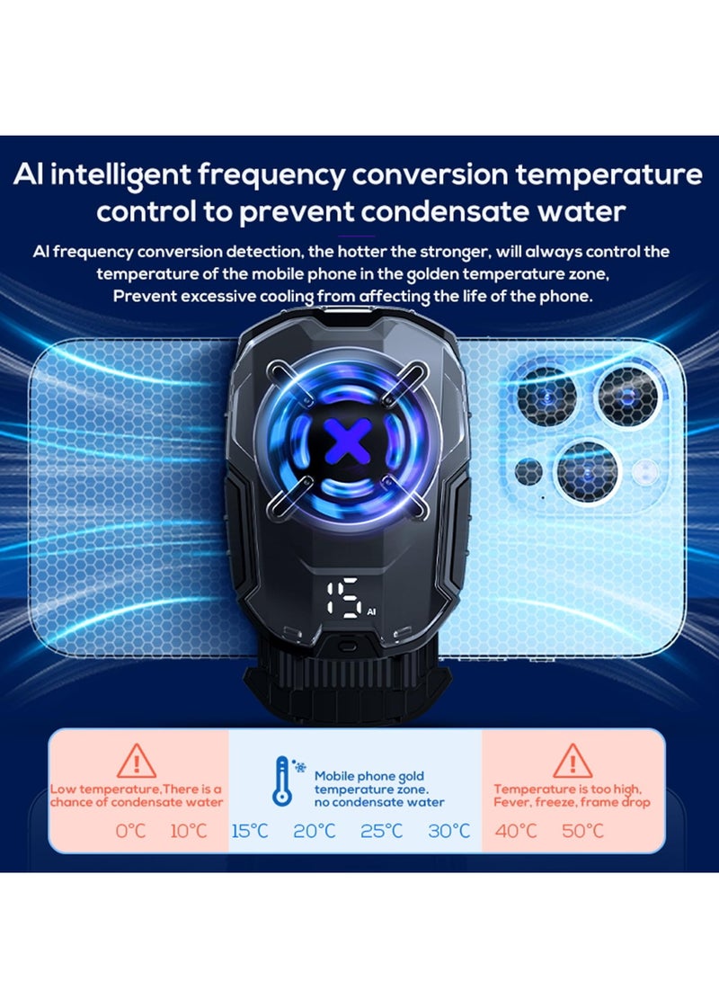 SYOSI Cell Phone Cooler Fun Cooler DL16 27W Semiconductor Heatsink Cooling Pad with LED Temperature Display Intelligent Controls Fan Speed Settings PUGB Gaming Universal for 2.83-3.66 inches iOS Android - Image 4