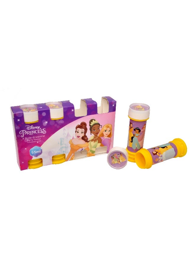Ciao Princess Soap Bubbles 55ml – Set of 4 Bubble Bottles with Wand, Fun Outdoor Play for Kids, Licensed Disney Princess Design, Ideal for Birthday Parties & Return Gifts - Image 1