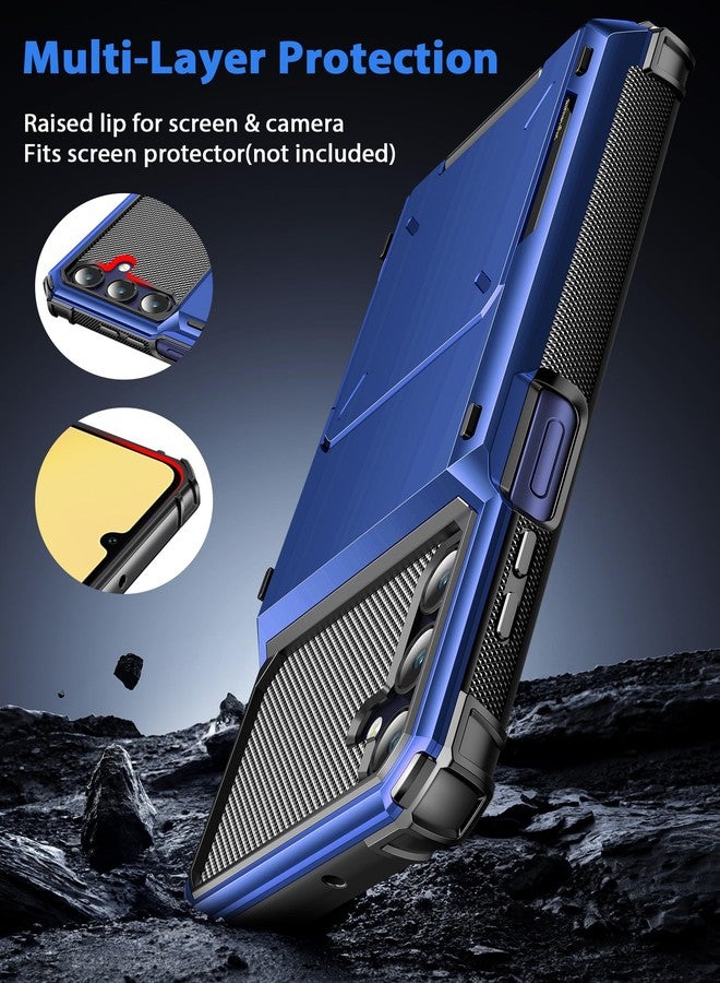 COOYA for Samsung Galaxy A15 Case Wallet 5 Credit Card Holder ID Slot Flip Cover Galaxy A15 Wallet Case Back Pocket Dual Layer Protective Hard Shell TPU Rubber Bumper Armor for Samsung A15 5G Blue - Image 5