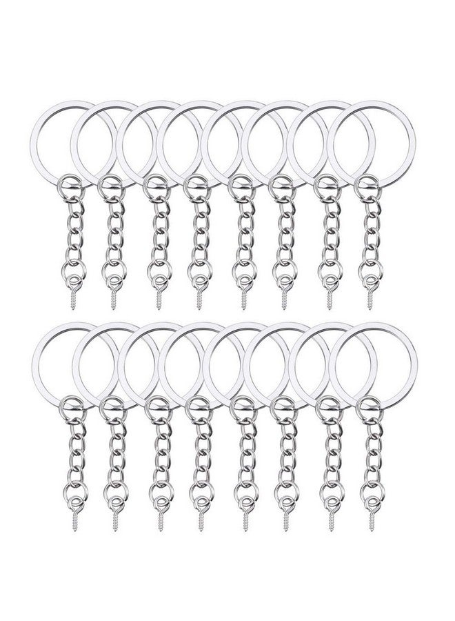 هاوتوكو 100 قطعة حلقات سلسلة مفاتيح مع سلسلة، حلقات قفز مفتوحة ودبابيس عين لولبية لصنع المجوهرات والحرف اليدوية (1 بوصة/25 مم) - Image 1