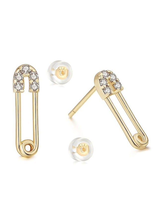 Mevecco Women Earrings Gold Stud 14K Gold Filled Small Simple Handmade Hypoallergenic Everyday Jewelry - Image 1