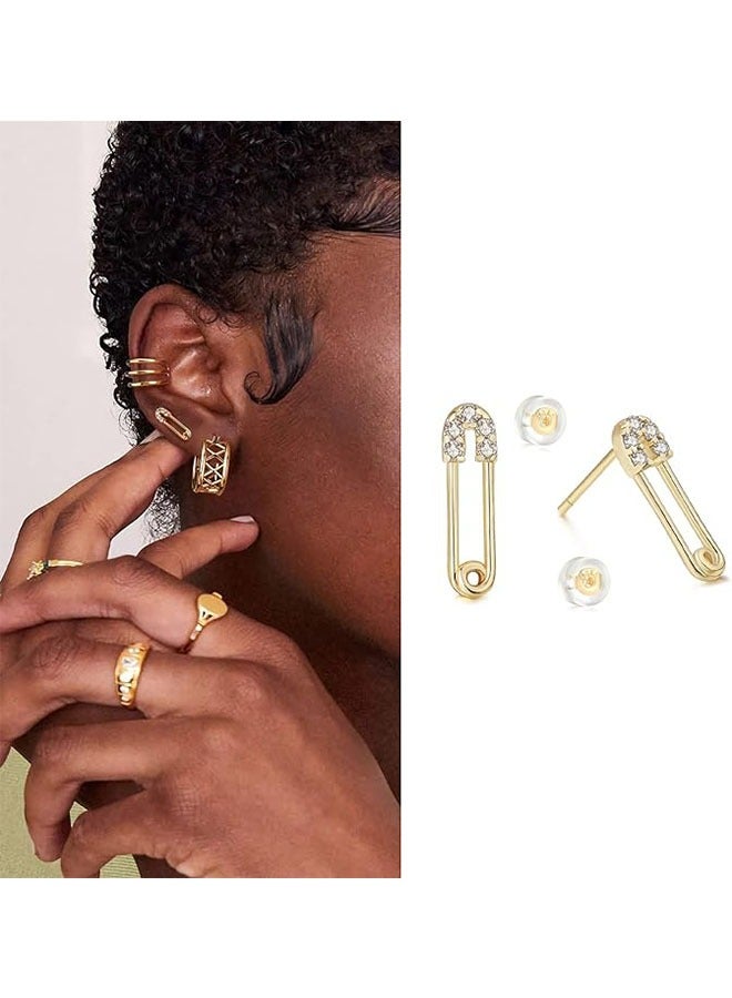 Mevecco Women Earrings Gold Stud 14K Gold Filled Small Simple Handmade Hypoallergenic Everyday Jewelry - Image 3