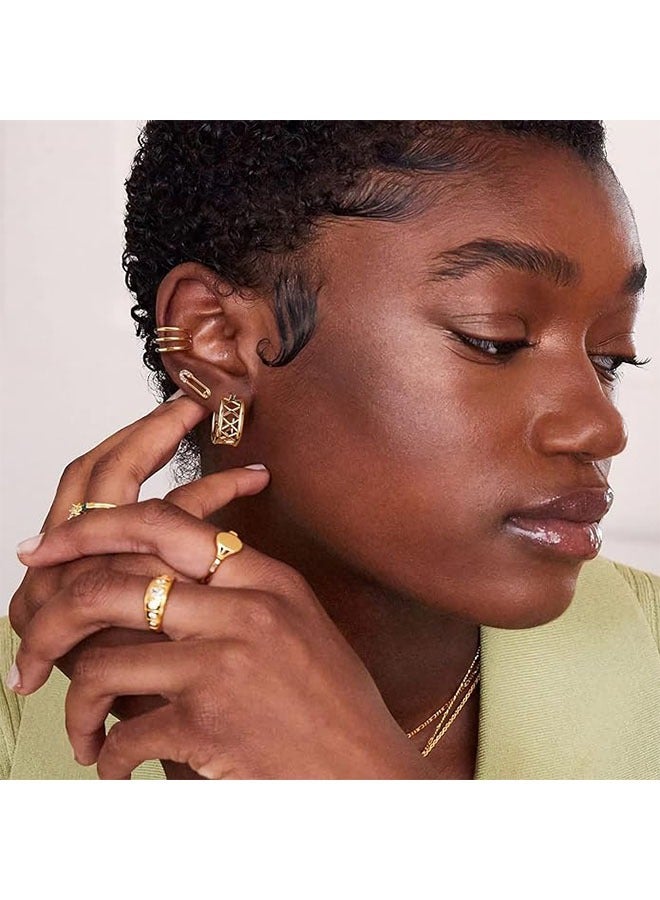 Mevecco Women Earrings Gold Stud 14K Gold Filled Small Simple Handmade Hypoallergenic Everyday Jewelry - Image 2