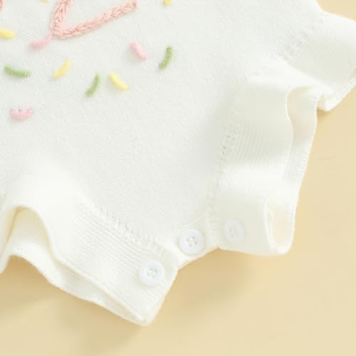 Bonangber Infant Baby Girl Knit Sweater Half Birthday Outfit Baby Girl Romper 1/2 Birthday Girl Outfit Cute Cake Smash Outfit(A-White Half Birthday,6-12 Months) - Image 4