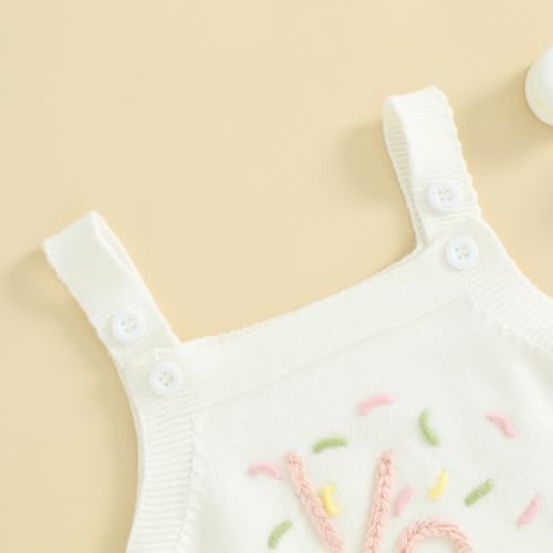 Bonangber Infant Baby Girl Knit Sweater Half Birthday Outfit Baby Girl Romper 1/2 Birthday Girl Outfit Cute Cake Smash Outfit(A-White Half Birthday,6-12 Months) - Image 2