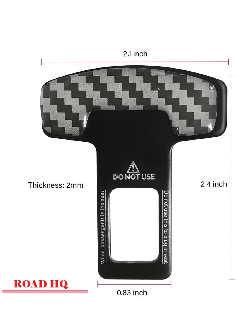 ROAD HQ Car Safety Seat Belt Buckle Alarm Stopper Silencer Clip Clamp Carbon Fiber Universal (2 Pcs) - Image 3