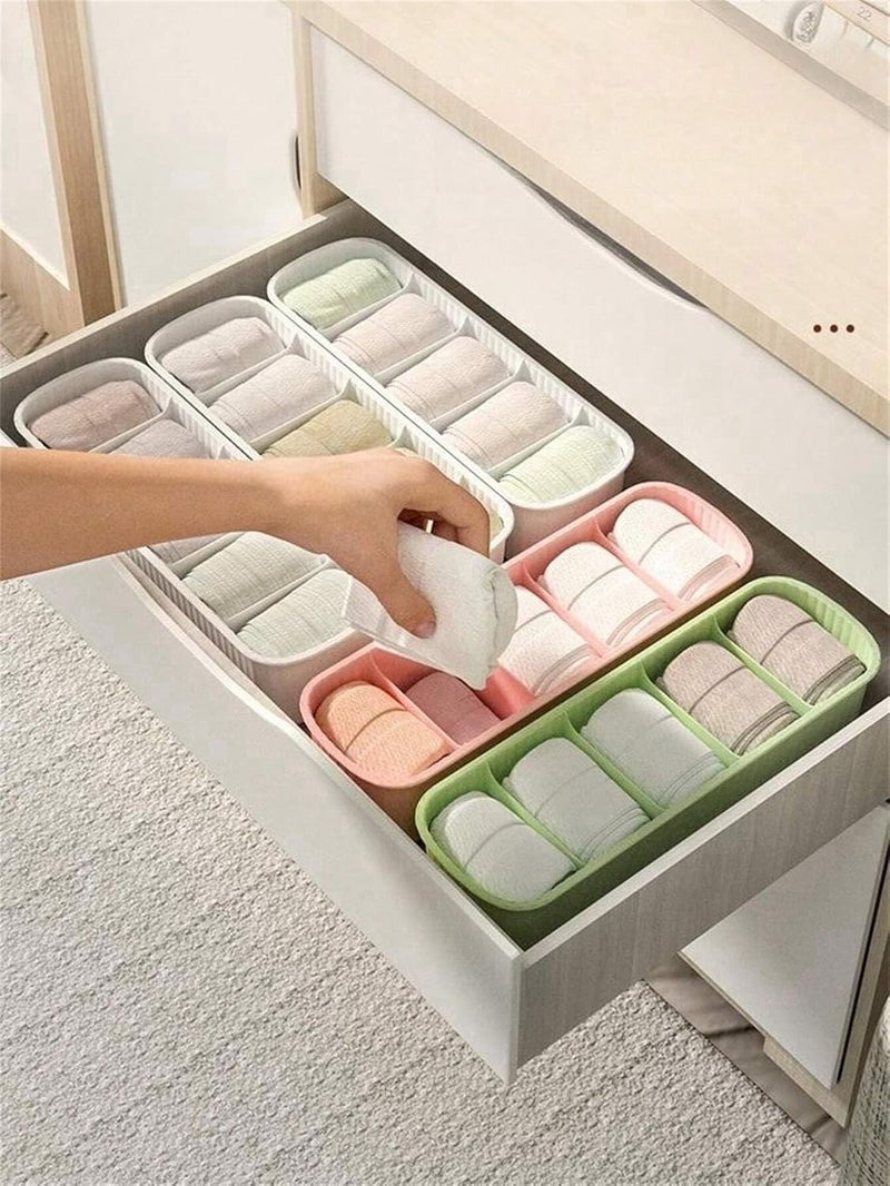 RECLUSE Pack of 4 Innerwear Organizer For Wardrobe storage For Underwear Sock Household Drawer Socks Organizer Drawer Divider Closet Storage for Socks Bra Tie Undergarments Scarfs Multicolor - Image 1