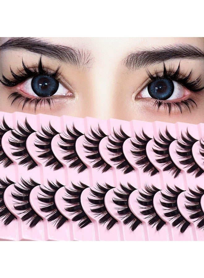 AUGENLI 10 Pairs Anime Cosplay Lashes Spiky Manga Style Lashes Janpanese 16mm Extension Natural Manhua Doll Eye Lashes Halloween/Party Makeup Look by AUGENLI (A3) - Image 1