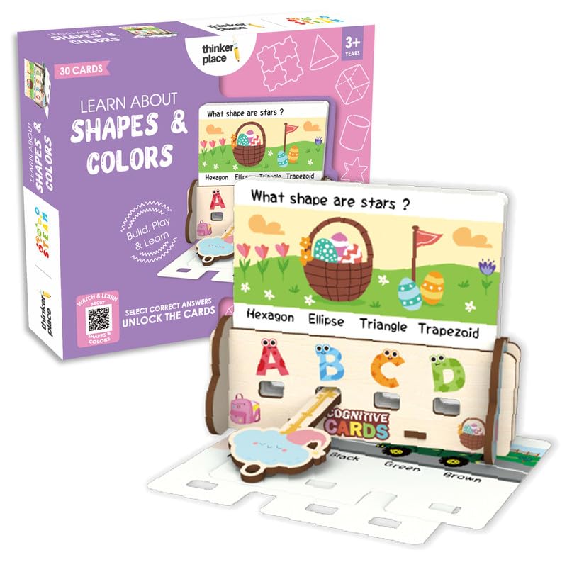 ThinkerPlace 30 Logic Puzzle - Learn About Shapes & Colors Educational Toy for Kids 3+ - Image 1