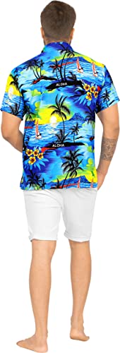 LA LEELA Men's Hawaiian Shirts Short Sleeve Button Down Shirt Mens Tropical Shirts Casual Holiday Party Shirts for Men Funny 3XL Beach, Blue - Image 5