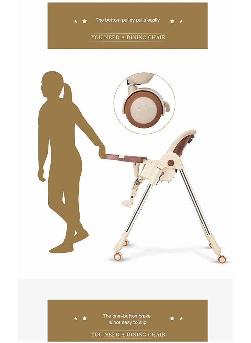 LIMOS Foldable Baby High Chair 4 in 1 with Wheels Converts to Infant Floor Seat(Beige) - Image 5