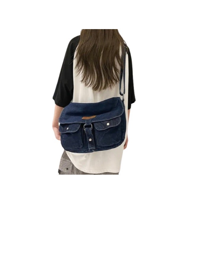 Fashion Denim Crossbody Handbag For Women Dark Blue  - Image 2