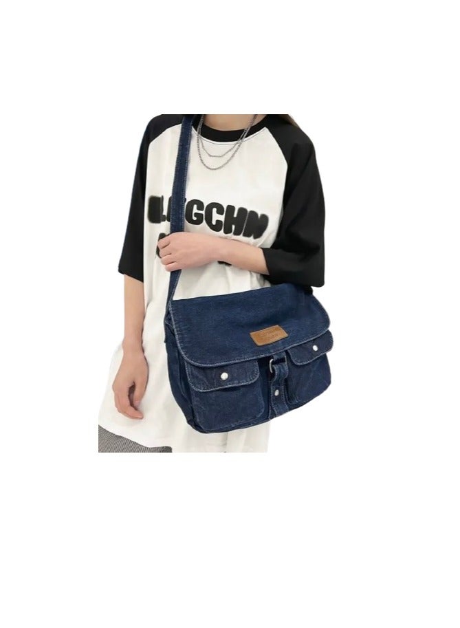 Fashion Denim Crossbody Handbag For Women Dark Blue  - Image 3