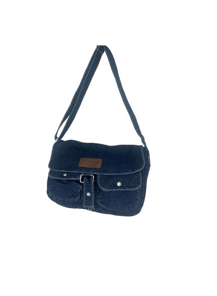 Fashion Denim Crossbody Handbag For Women Dark Blue  - Image 1